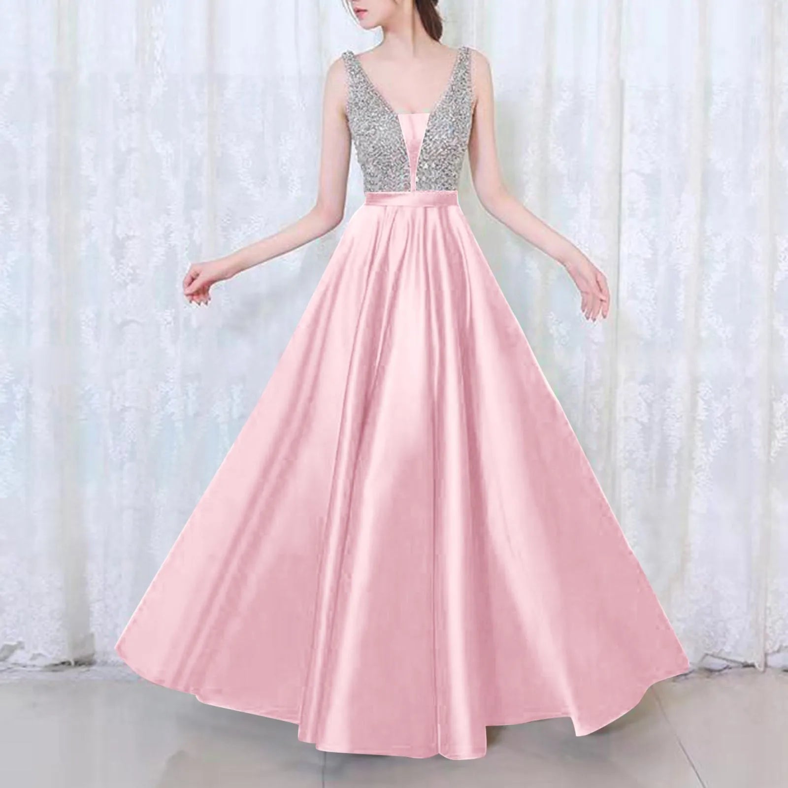 Korean Vacation Outfits New Sexy Off Shoulder Large Swing Dresses Sleeveless V Neck Evening Dress For Women платье женское