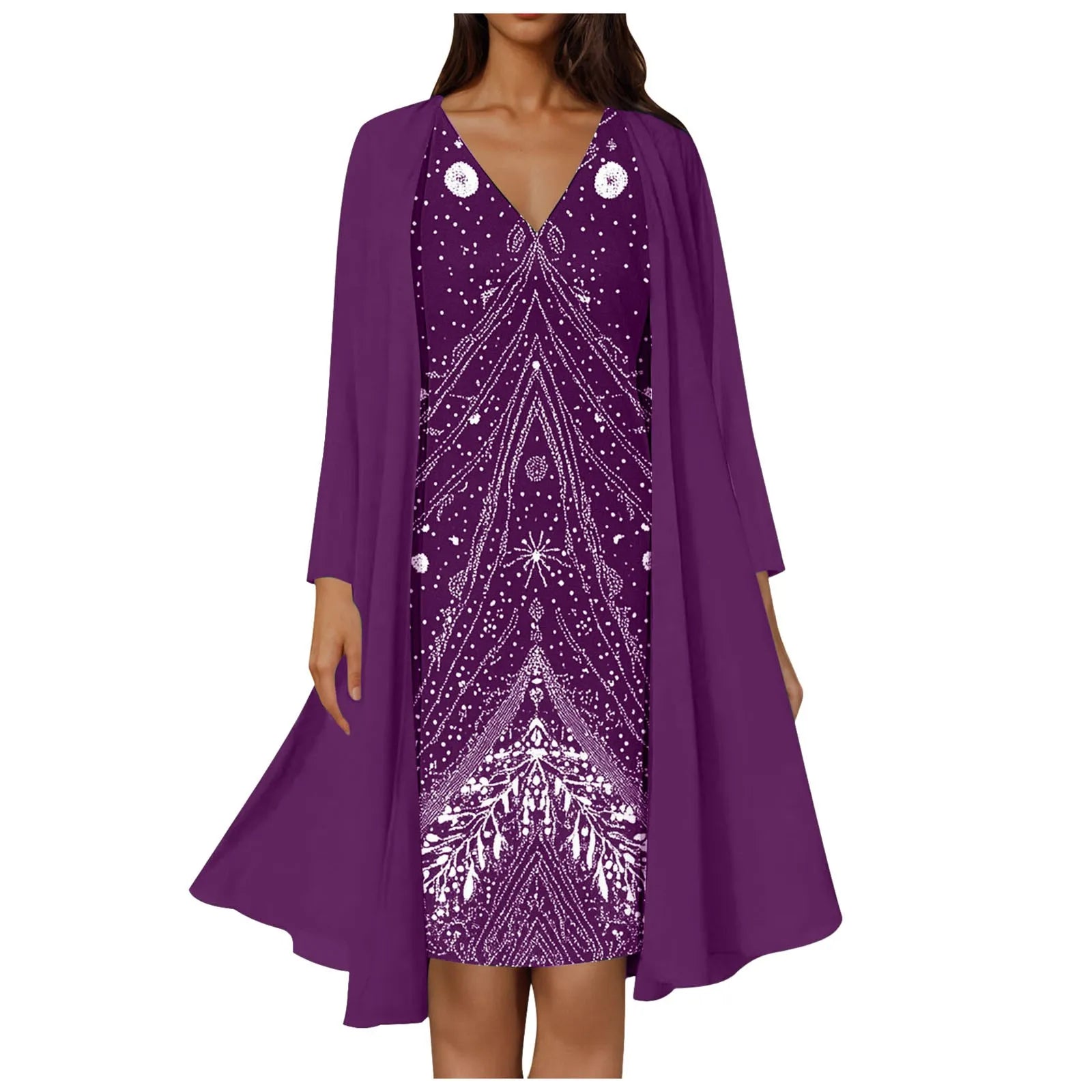 Cute Summer Dresses Elegant 2 Piece Women Dresses Set Floral Lace Dress Suits Mother Of The Bride Dresses Long And Long Sleeve