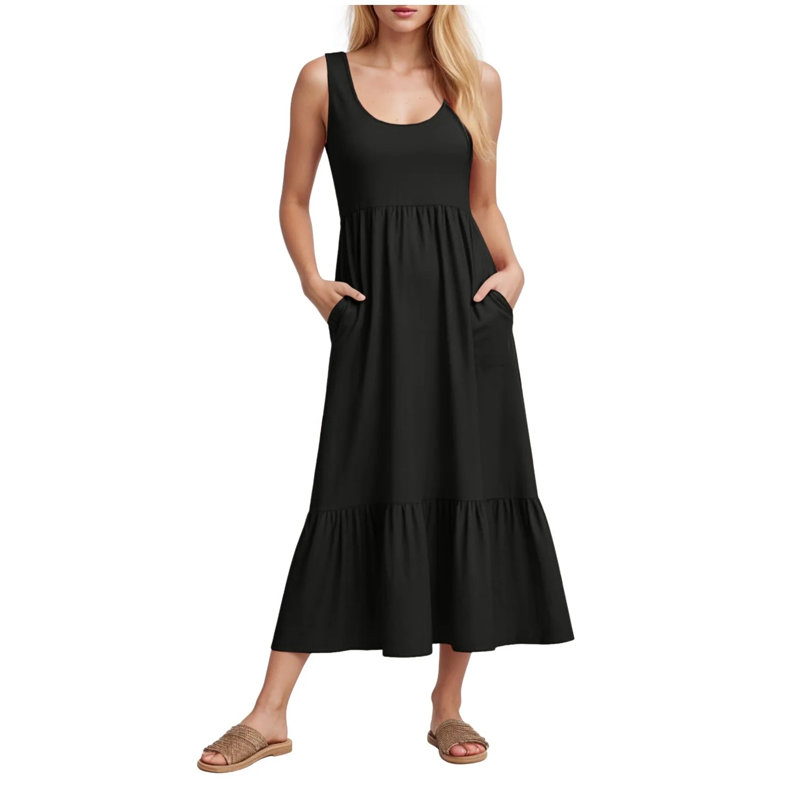 Petite Maxi Dress For Short Women Summer Sleeveless Vest Skirt Casual And Elegant Layered Beach Womens Long Sleeve Floral Dress