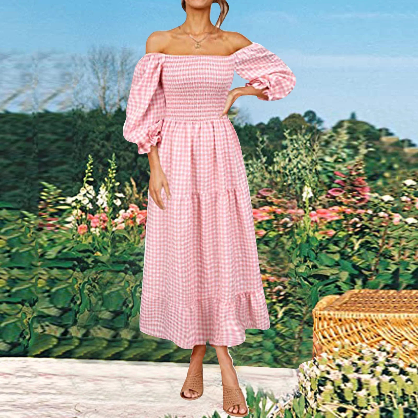 Women Long Sleeve Bohemian Print Dresses Wedding Party Bridesmaid V Neck Drawstring Summer Party Dress Vestidos 2024