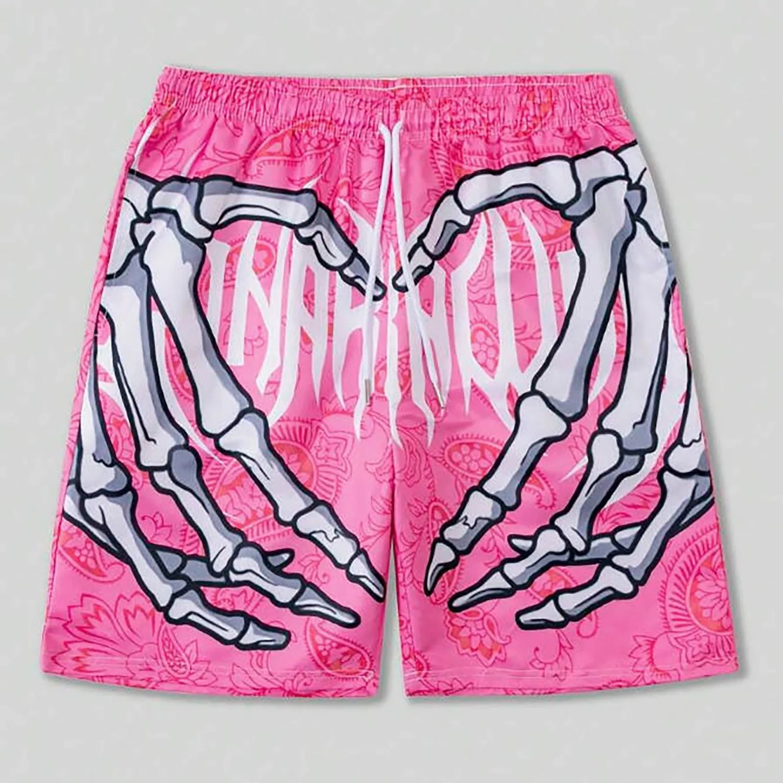 Male Summer Skeleton Gothic Shorts Plus Size Casual Men Thin Sport Running Shorts For Men Jogging Tracksuits Fitness Sweatpants